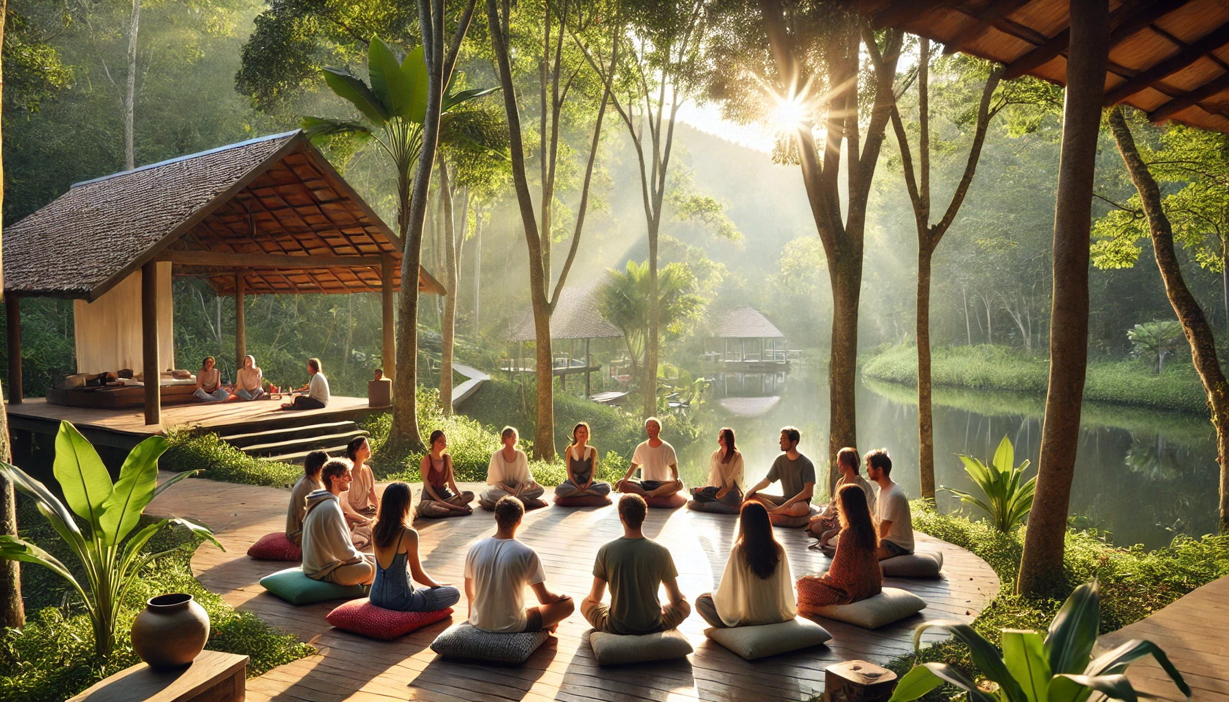 Abstract shapes suggesting gentle physical activity